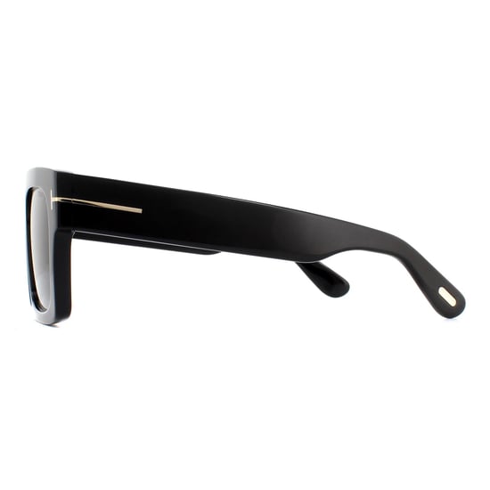 Tom Ford Square Mens Shiny Black Smoke Grey Sunglasses
