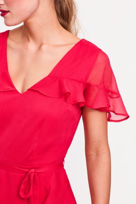 Bright Pink Ruffle Front Dress