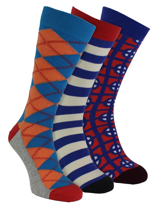 HS by Happy Socks - Heren 3-Pack Klassieke Structuur Kousen - Target (Blauw) - Image 1