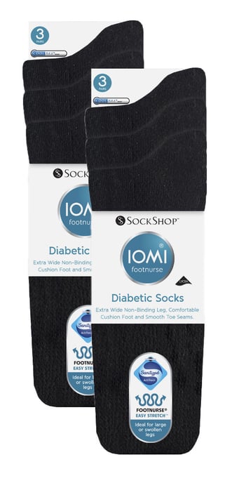IOMI - 3 paar diabetische sokken voor gezwollen benen - Zwart - Image 2