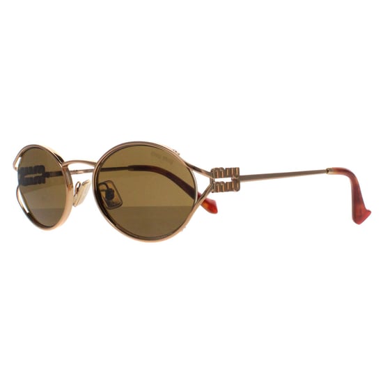 Miu Miu Ovale Dames Zonnebril Brass Goud Donkerbruin MU52YS - Image 2