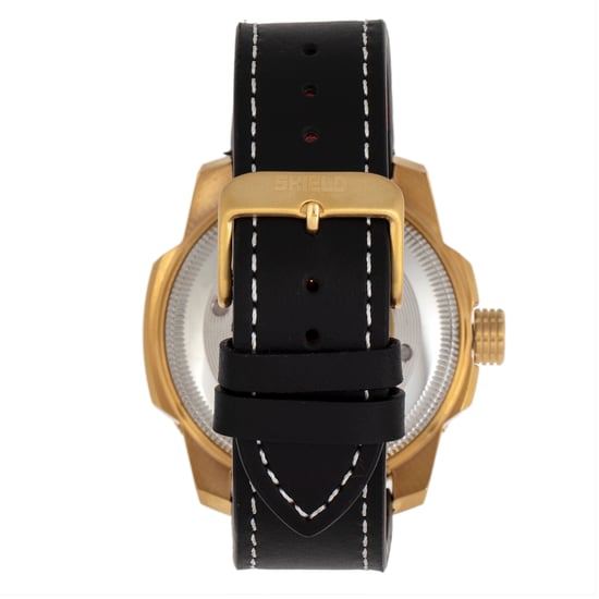 Shield Shaw Leather-Band Men's Diver Watch w/Date
