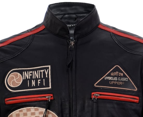 Zipped Leather Racing Biker Moto Jacket