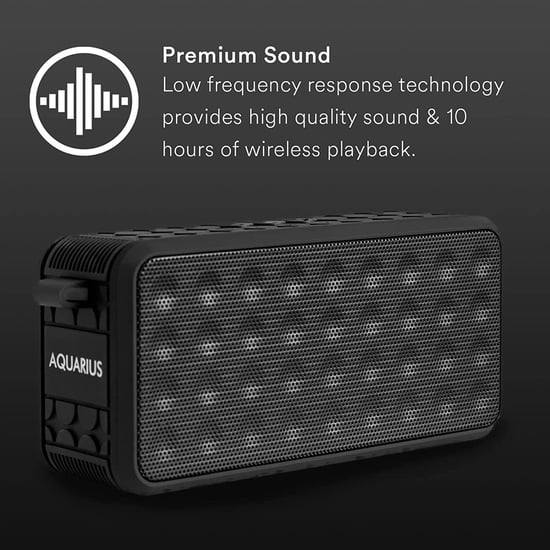 Aquarius Portable & Waterproof BluetoothSpeaker-High Quality Sound & Bass, Black