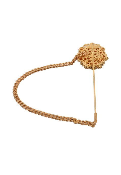 Dolce & Gabbana Women's Gold Brass Clear Crystal Chain Pin Brooch Gold