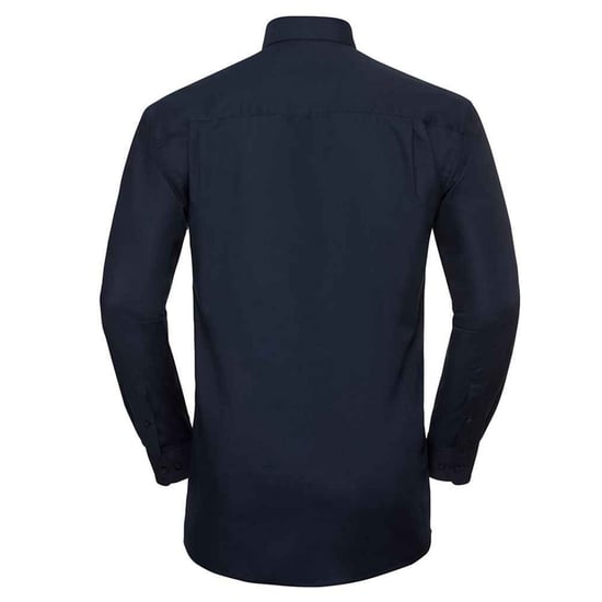 Russell Collection Mens Oxford Easy-Care Long-Sleeved Formal Shirt (Bright Navy)