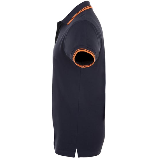 SOLS Heren Pasadena getipt korte mouw Pique Polo Shirt (Franse marine/Neon Orange) - Image 3