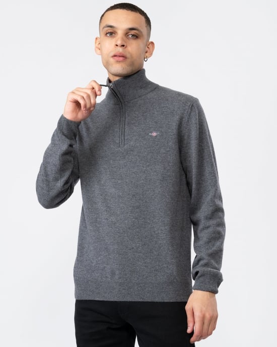 GANT Mens Superfine Lambswool Half Zip Cardigan