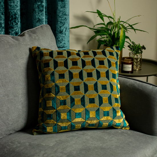 Paoletti Empire 3D Geometric Velvet Jacquard Cushion Cover