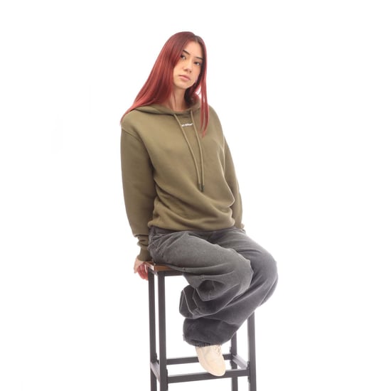 Women's Off White Flock Chine Flower Arrow Hoodie in Green - Image 4