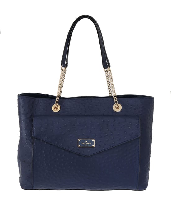 Kate Spade Women's Blue Leather Halsey la vita Ostrich Handbag