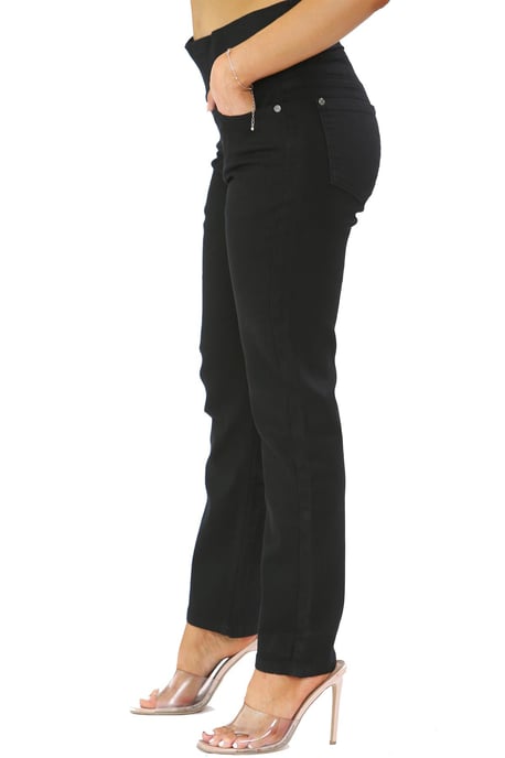 Damesjeans met elastische taille voor buikcontrole in zwart - Image 3