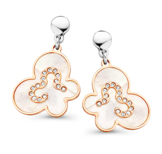 Orphelia 'Luna' Women's 925 Sterling Silver Drop Earrings - Silver/Rose ZO-7166