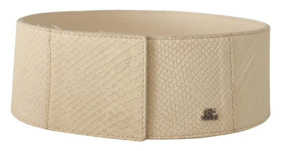 GF Ferre Women's White Waxed Cotton Wide Fashion Belt