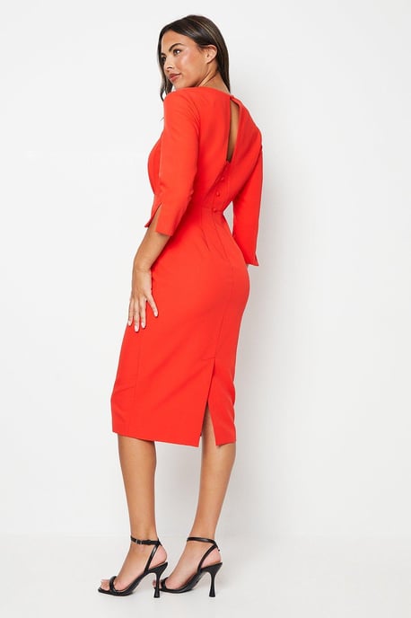 Drape Detail Square Neck Column Dress - Image 3