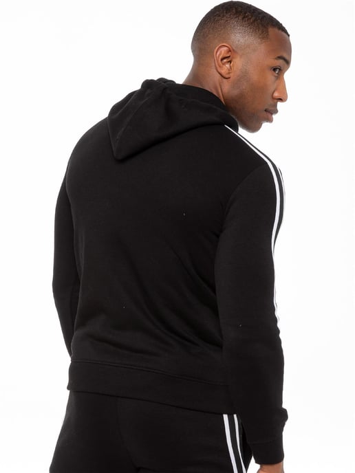 Enzo | Heren Zip Up Tape Hoodie Tracksuit Set - Zwart - Image 4