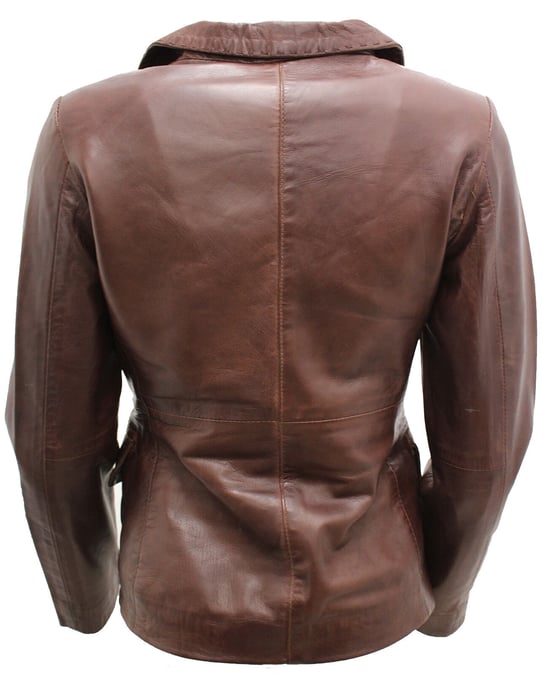 Women's 2-button leather blazer jacket - Newport