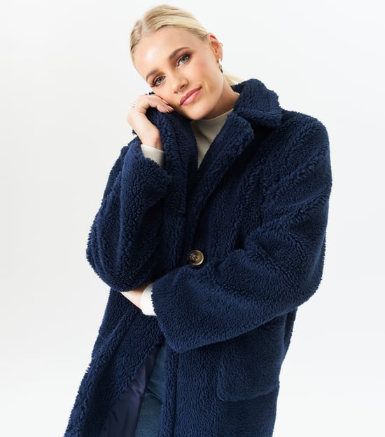 Faux Fur Longline Teddy Overcoat