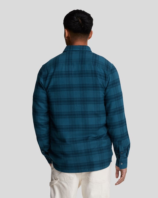 Mannen Tonale Ruit Flannel Overhemd in Marineblauw - Image 3