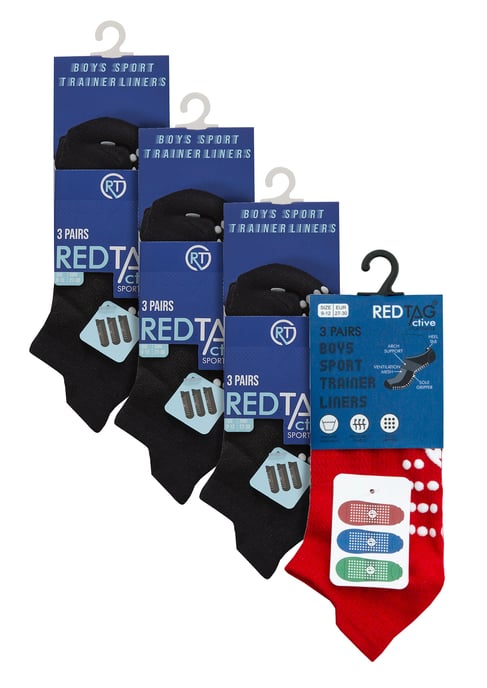 Sock Snob 12 Paar Multipack Jongens Gymsokken met Grips, Katoenen Trainer Sokken - Zwart Groen - Image 2