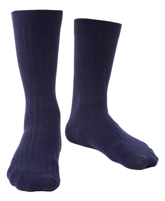 Steven - Heren 1 Paar Merino Wol Sokken met Zachte Boord, Niet-elastische Sokken - Marine - Image 1