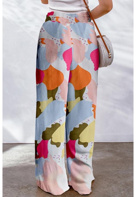 Dames Kleurpalette Print Wijde Pantalons in Multicolor - Image 5