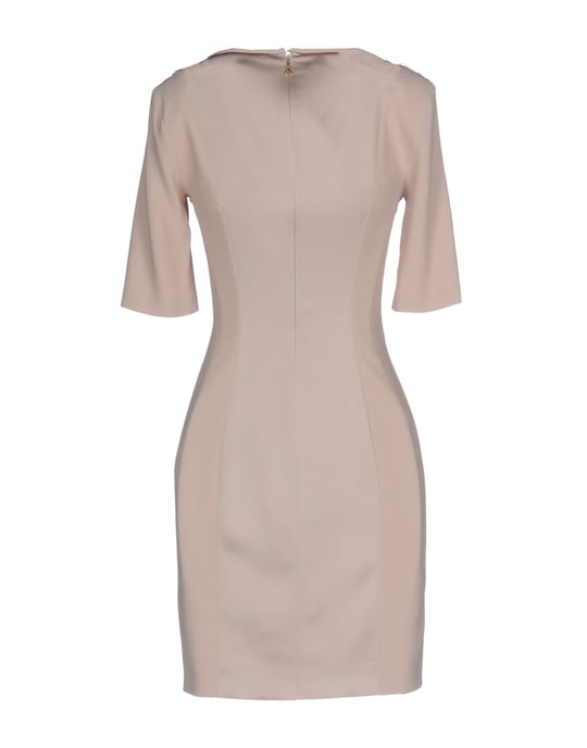 Patrizia Pepe Sera Beige Crepe And Satin Dress With Three Quarter Length Sleeves