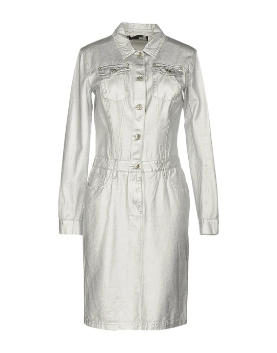 Love Moschino Silver Denim Shirt Style Dress