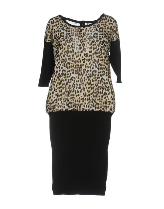 Guess Black Knit Leopard Print Dress