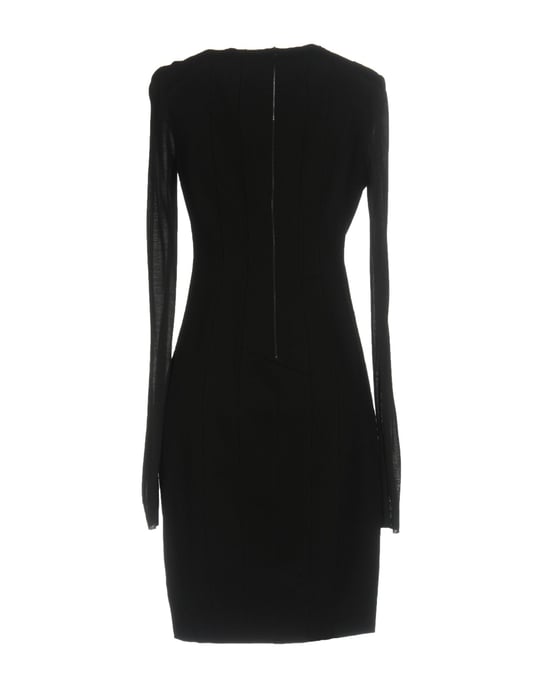 Elie Tahari Black Jersey And Leather Long Sleeve Dress