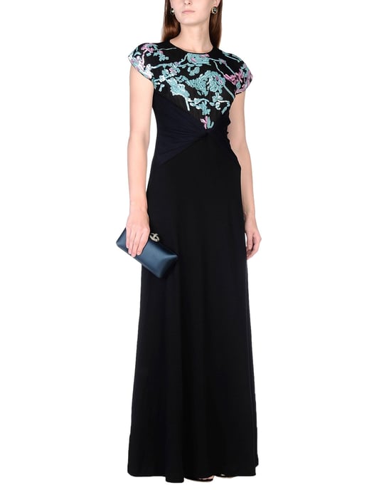 Diane Von Furstenberg Black Embellished Full Length Dress