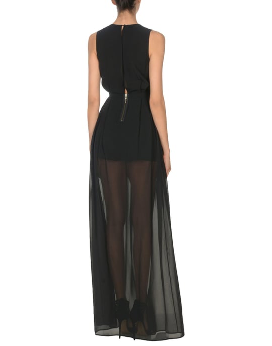 Mangano Black Chiffon Full Length Dress