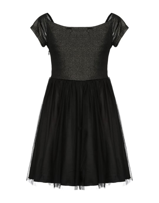 Vanessa Scott Black Tulle And Jersey Short Sleeve Dress