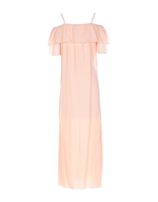 European Culture Apricot Cotton Full Length Dress