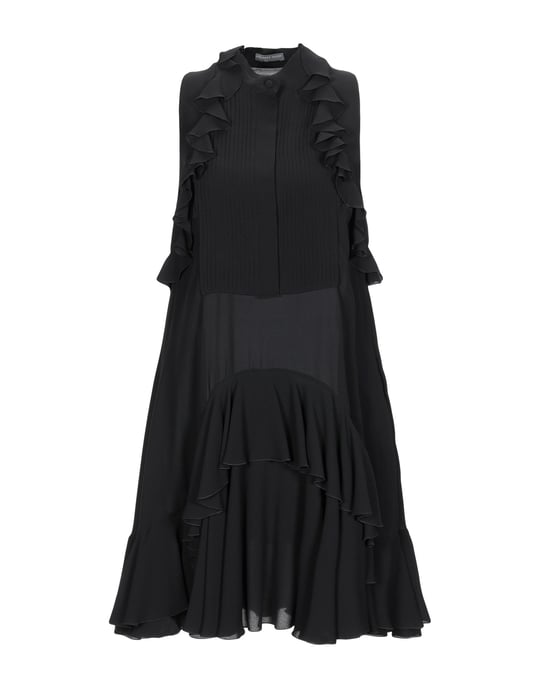 Alexander McQueen Black Silk Sleeveless Shirt Dress