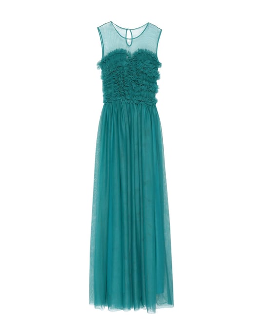 P.A.R.O.S.H. Deep Jade Tulle Full Length Dress