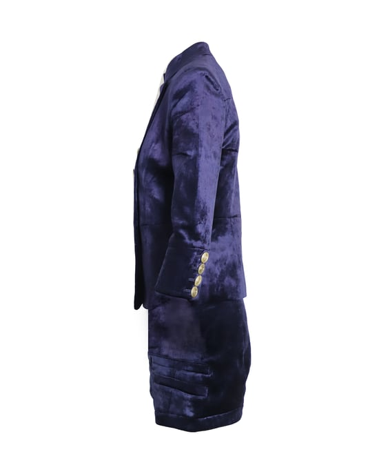 Pierre Balmain Militair Blazer en Shorts Set in Blauw Velours - Image 3