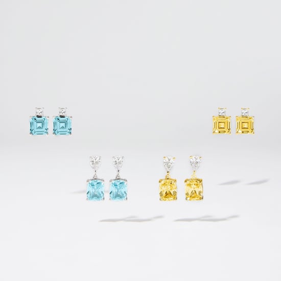 Luxenter 925 Sterling Silver earrings with aquamarine rhodium plated zirconia - Bashu