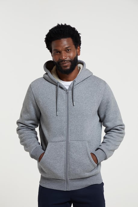Mountain Warehouse Heren Dalton Borg gevoerde Full Zip Hoodie (Grijs) - Image 1