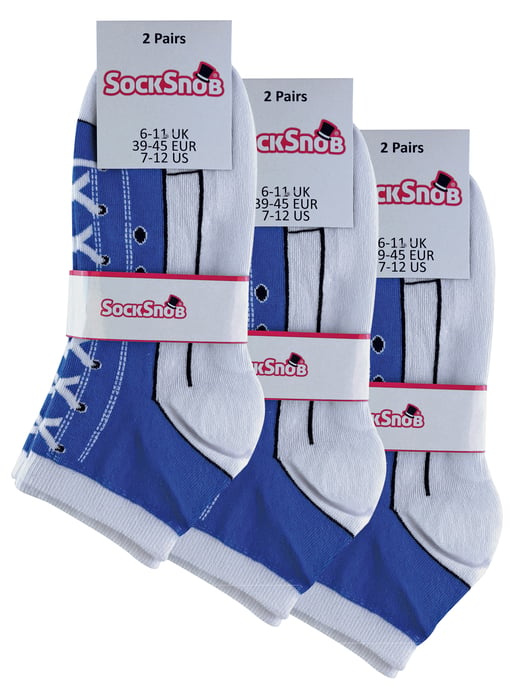 6 paar sneakersokken die op schoenen lijken - Blauw - Image 2