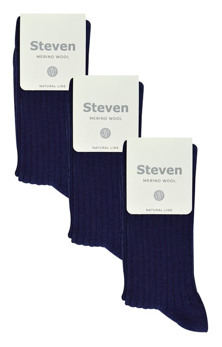 Steven - Dames 3 Paar Originele Merino Wol Sokken - Warme Wintersokken Multipack - Marineblauw - Image 2