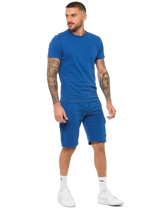 Enzo | Heren T-shirt Trainingspak Met Korte Broek Set - Blauw - Image 3