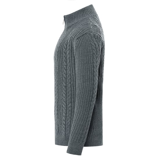 Heren Vest met Rits Vest Grof Gebreid met Opstaande Kraag Grijs - Image 3