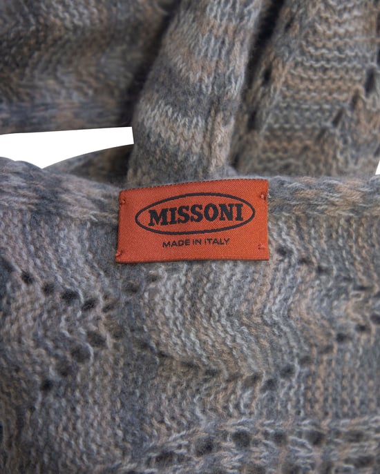 Missoni Knitted Shawl in Grey Cashmere - Image 4