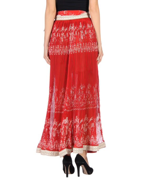 Etro Red Crepe Floral Design Full Length Skirt