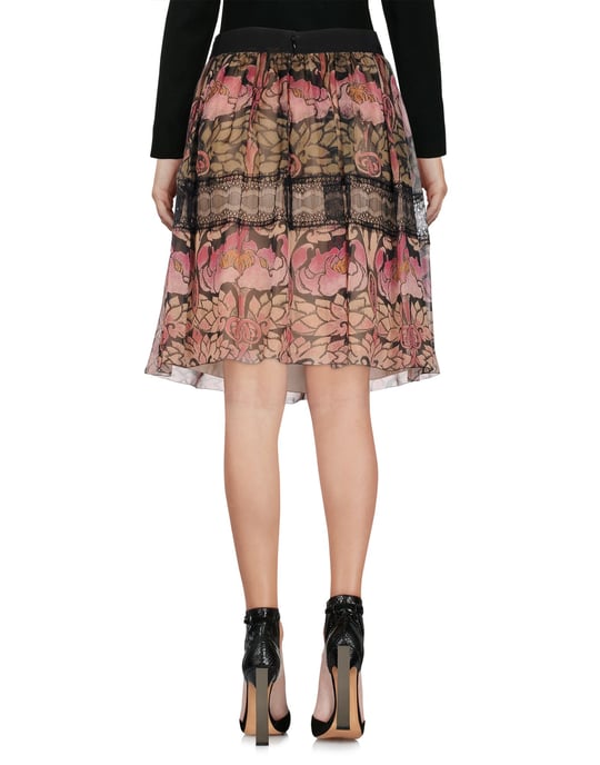 Alberta Ferretti Mauve Print Silk Knee Length Skirt