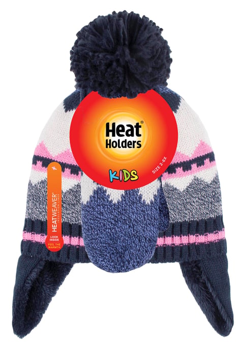 Heat Holders Pom Pom Trapper Muts en wanten voor meisjes - Marine - Image 2