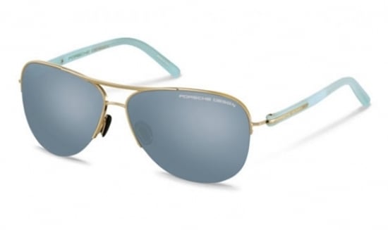 Porsche Oval metal Unisex Sunglasses Rose Gold / Shiny Blue