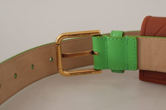 Dolce & Gabbana Women's Green Leather Devotion Heart Micro Bag Headphones Belt