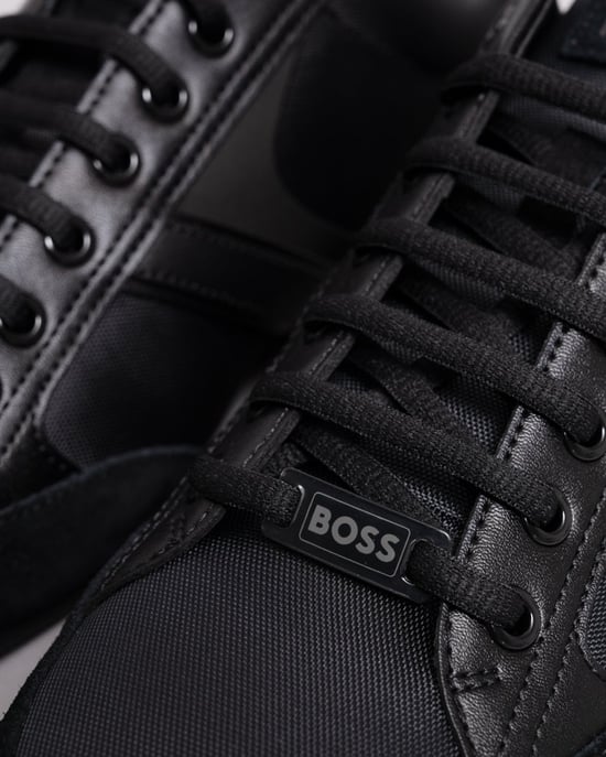 BOSS Orange Saturn Mens Low Profile Mixed Material Trainers With Suede and Faux Leather - Image 6